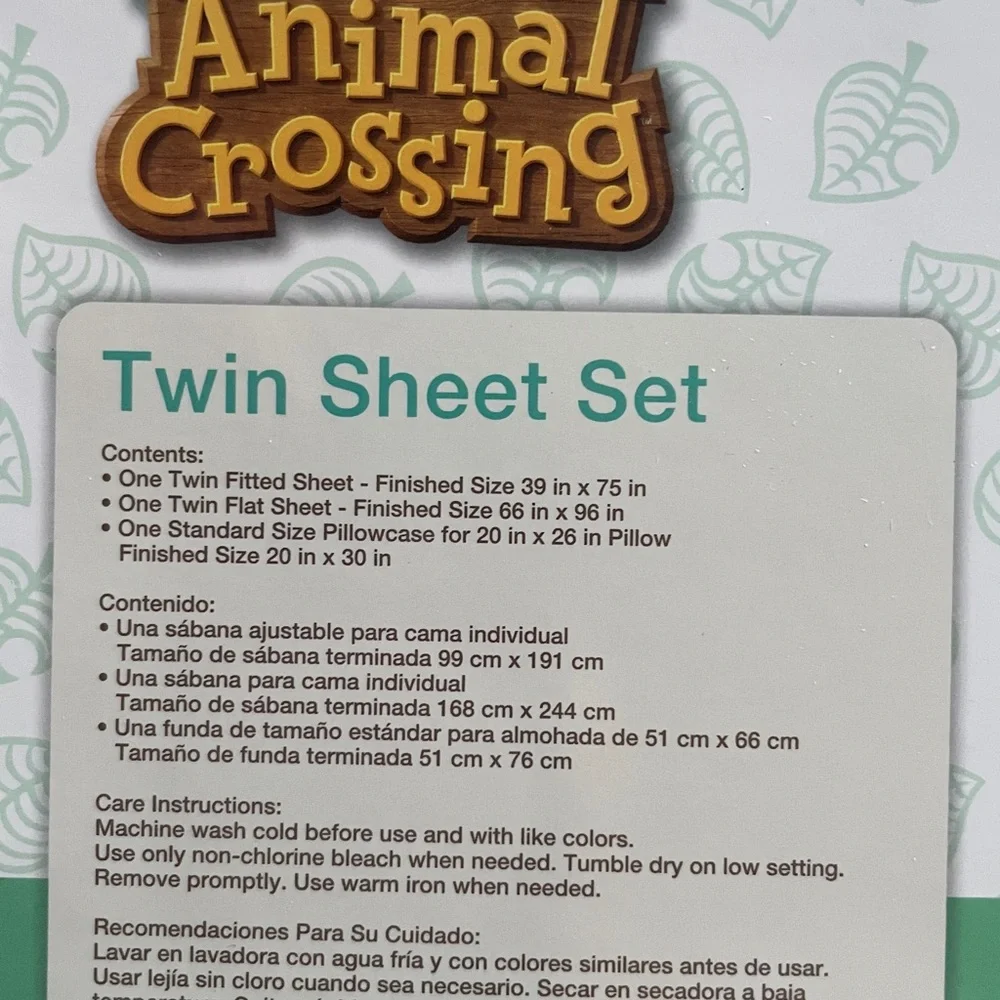 Animal Crossing Twin Sheet Set - Light Blue
